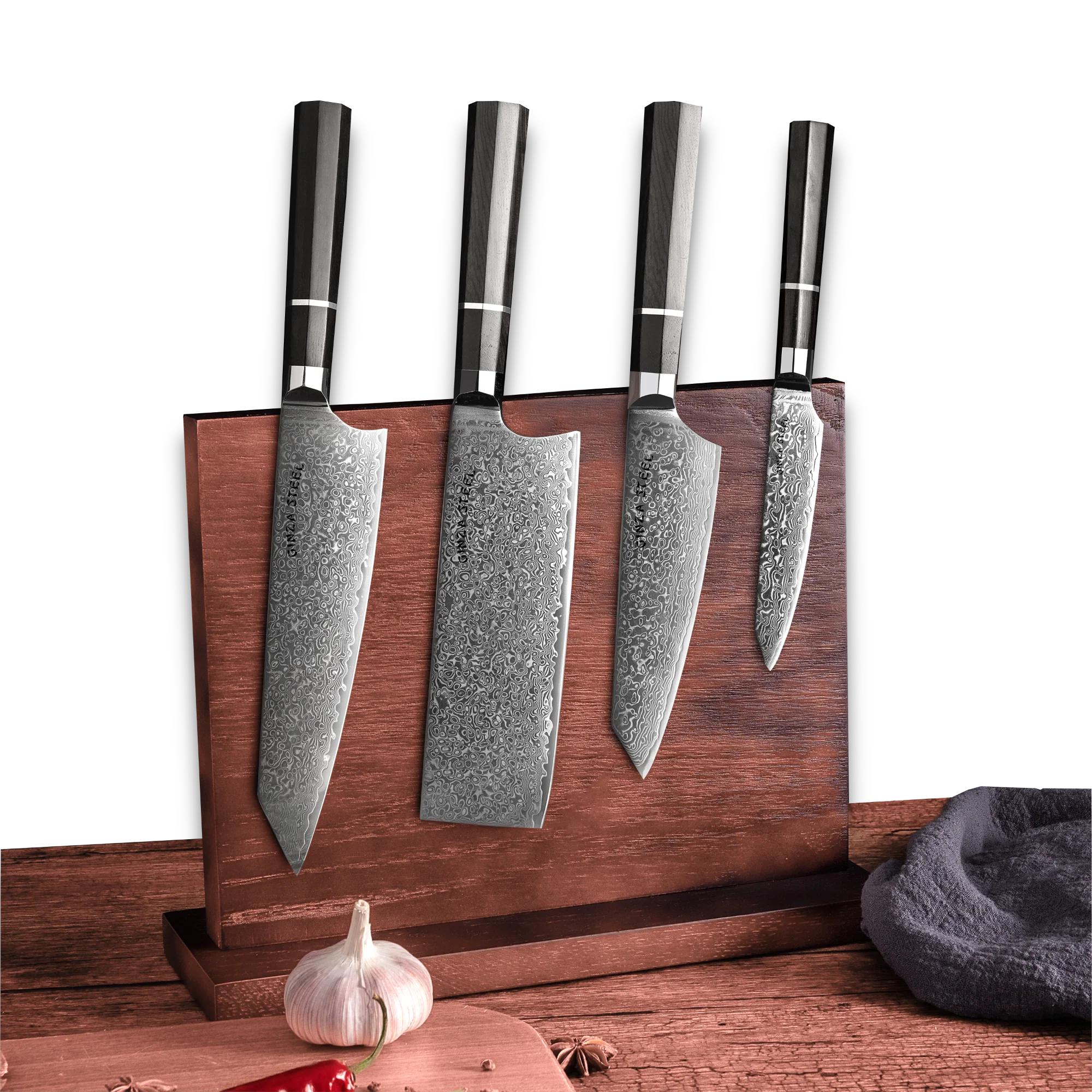 KASAI KOGATANA FIVE | Essential 5 pcs Knife set | 4 Knives with Magnetic Wood Block