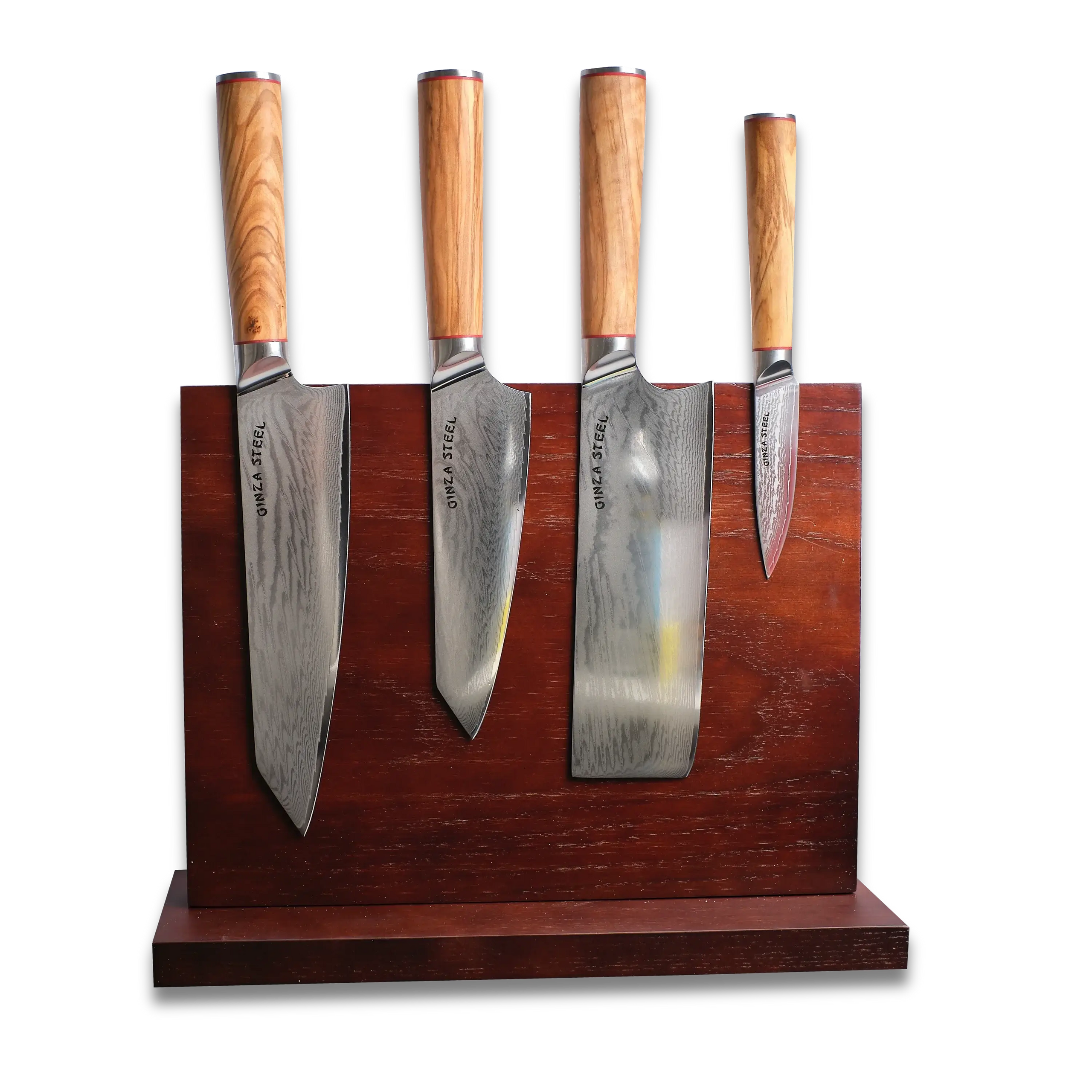 Ginza Steel KC Series MIA FIVE – 5-Piece Essential Knife Set with Magnetic Wood Block